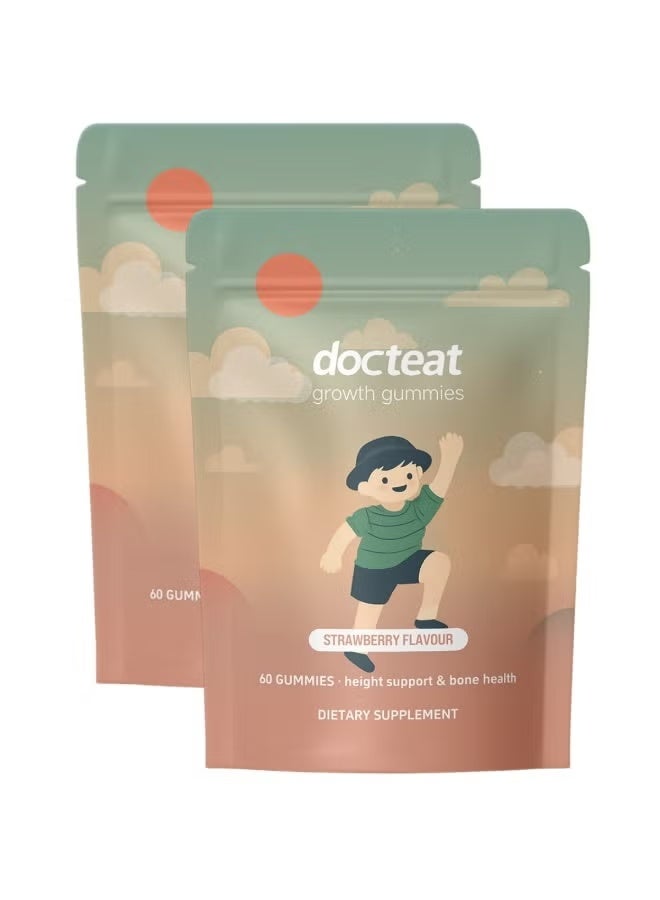 دوكتيت 2-PACKS طعم النمو ذو نكهة الفراولة للأطفال ، مكمل غذائي لدعم صحة الارتفاع والعظام 60 طعم*2 - Image 1